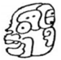 A black and white drawing of a face  Description automatically generated
