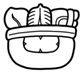 A black and white drawing of a cartoon animal  Description automatically generated