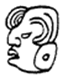 A black and white drawing of a face  Description automatically generated