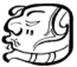 A black and white drawing of a face  Description automatically generated