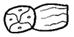 A black and white drawing of a face  Description automatically generated